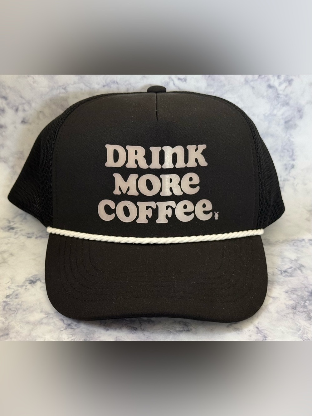 NWOT Dutch Bros Drink More Coffee Black Trucker Hat Snapback Rope Cap OS
